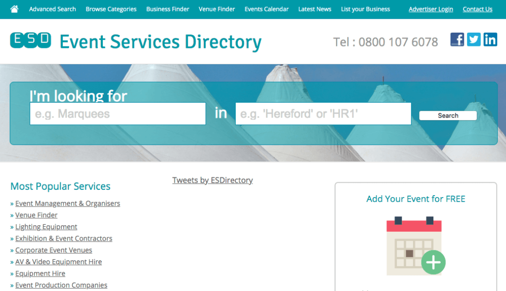 Fragen an einen Eventveranstalter: Event Services Directory.