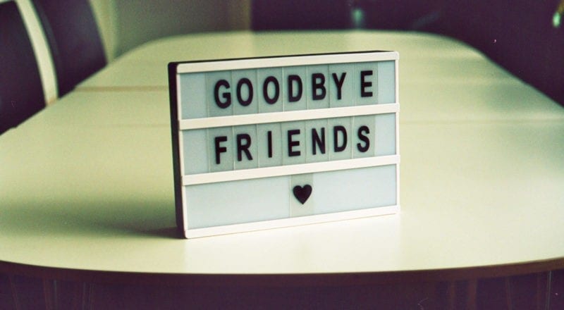 A goodbye sign marks the beginning of the follow-up